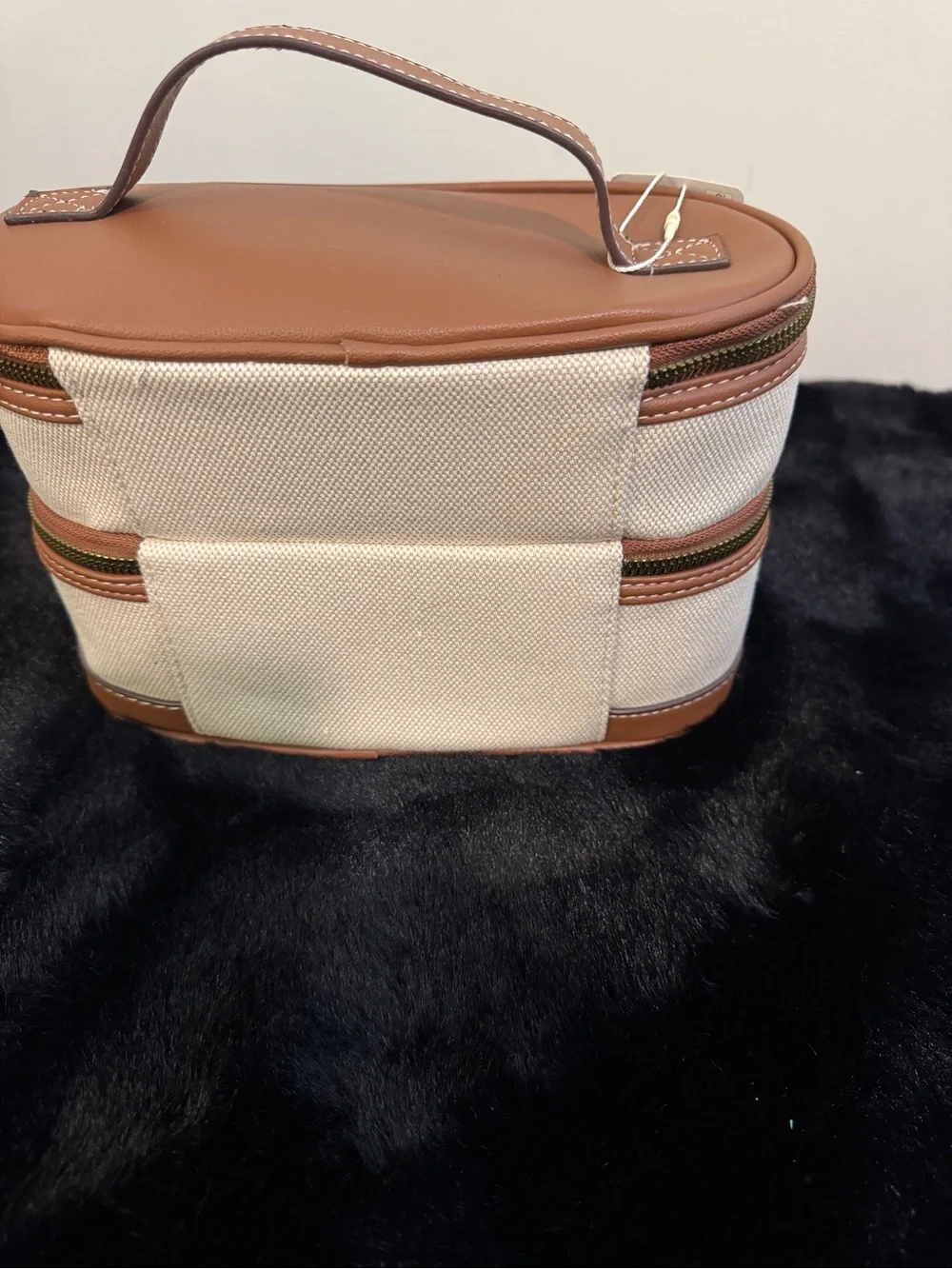 Primark Brown and Cream Double Compartment Cosmetic Case